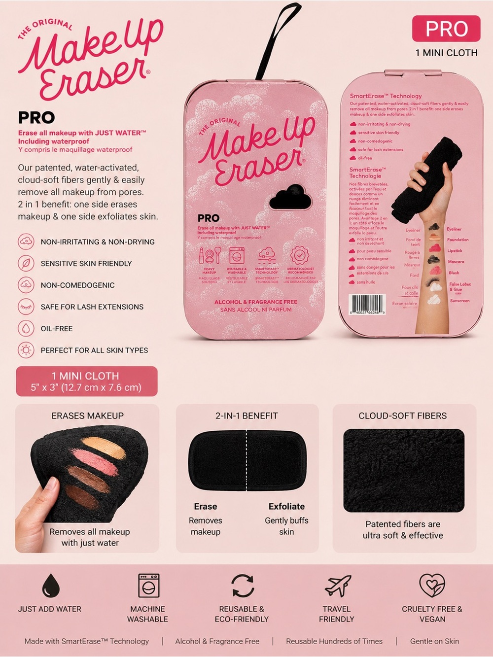 MakeUp Eraser PRO Mini Cloth - Pink